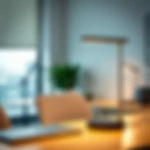 Modern desk light with USB port in a stylish office setting