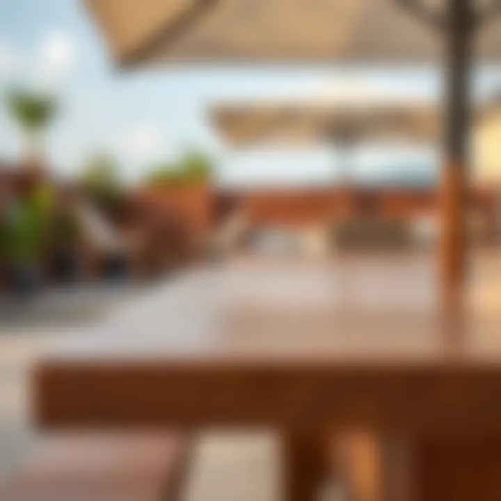 Material Excellence for Longevity Close-up of durable materials used in a table designed for cantilever umbrellas