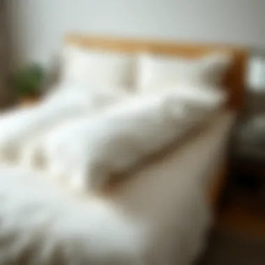 Duvet cover being effortlessly placed over a duvet insert