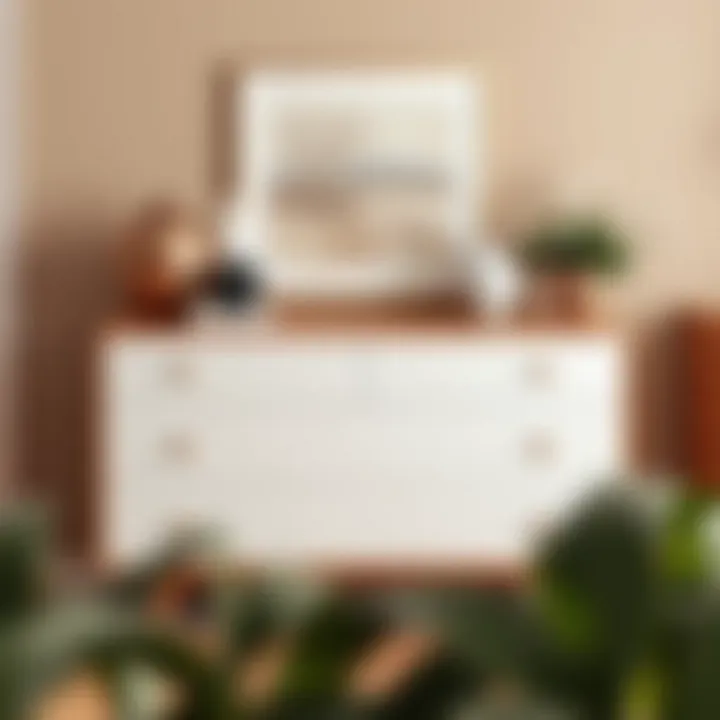 Elegant tan and white dresser with decorative items