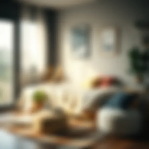 Cozy dorm room setup with stylish furnishings