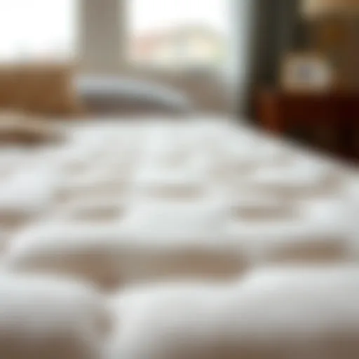Luxurious Foam Mattress Topper Texture A close-up view of a luxurious foam mattress topper showcasing its texture