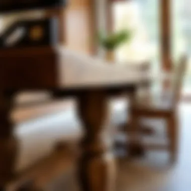 Close-up of oak table showcasing fine craftsmanship