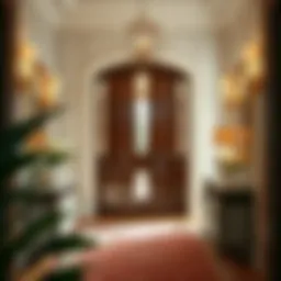 Elegant entryway featuring a 90-inch tall door