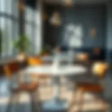 Elegant ceramic bistro table set in a modern dining space