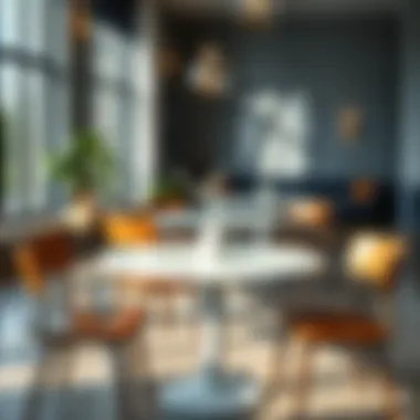 Elegant ceramic bistro table set in a modern dining space