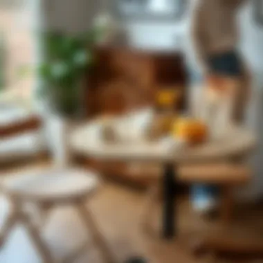 Stylish ceramic bistro table with seasonal decor elements