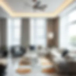 Elegant light grey curtains enhancing a modern living room