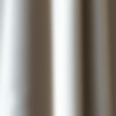 Close-up of luxurious fabric of light grey curtains