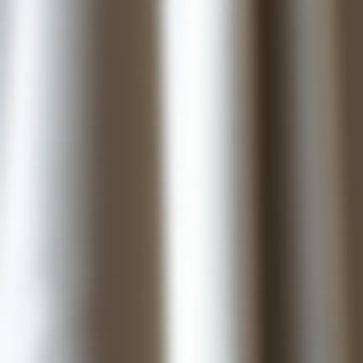 Close-up of luxurious fabric of light grey curtains