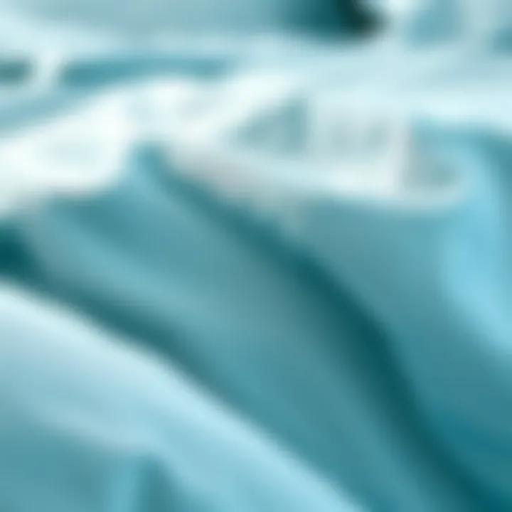 Textured Light Teal Bedding Fabric Close-up of light teal bedding fabric showcasing texture and quality