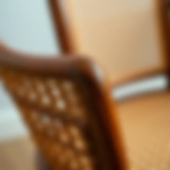 Close-up of cane chair detailing emphasizing craftsmanship