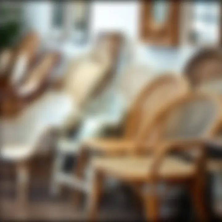 Variety of cane chair styles displayed together