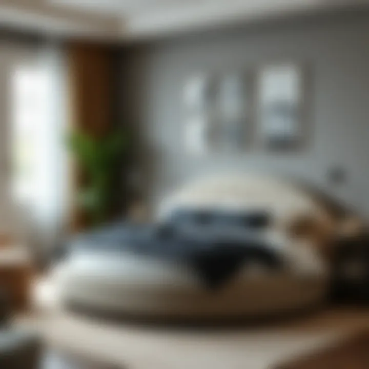 Cozy Comfort: Unique Upholstery Round Bed Cozy round bed with a unique fabric upholstery