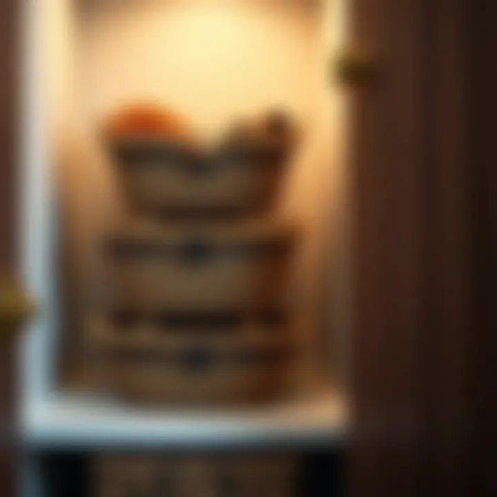 Stacked Basket Utility Stacked baskets for efficient space utilization in a cupboard