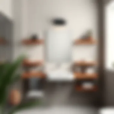 Minimalist Wooden Shelves Enhancing Bathroom Aesthetics Stylish wooden mirror side shelves featuring minimalist accessories
