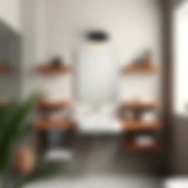 Minimalist Wooden Shelves Enhancing Bathroom Aesthetics Stylish wooden mirror side shelves featuring minimalist accessories