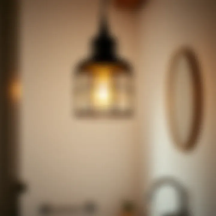 Vintage Pendant Light in Bathroom Bathroom with a vintage pendant light fixture adding character