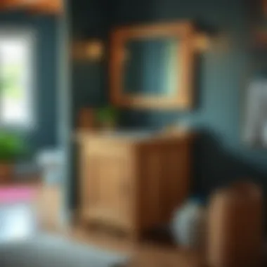 Rustic single sink vanity with natural wood finish