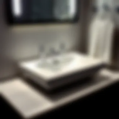 Stylish marble top vanity sink with chrome fixtures