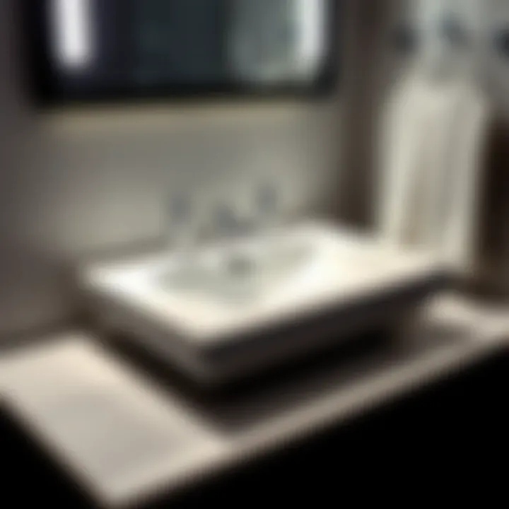 Stylish marble top vanity sink with chrome fixtures