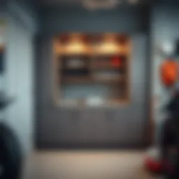 Sleek modern garage storage cabinet showcasing ample shelving space