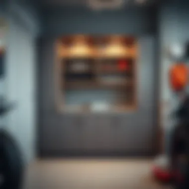 Sleek modern garage storage cabinet showcasing ample shelving space