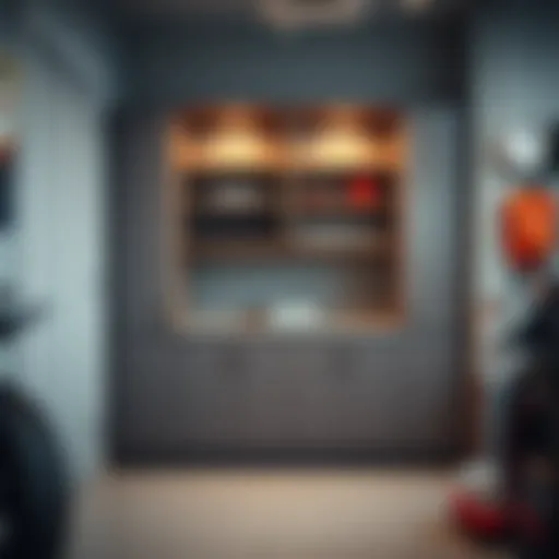 Sleek modern garage storage cabinet showcasing ample shelving space