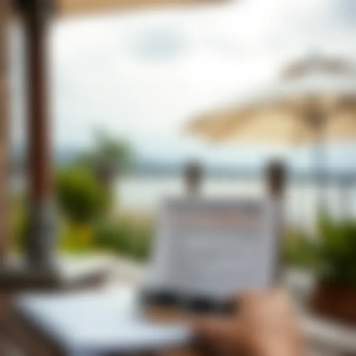 Essential Maintenance Tips for Porch Umbrellas Maintenance tips displayed on a notepad beside an umbrella