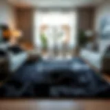 Sophisticated Black and Grey Area Rug in Living Room Sophisticated black and grey area rug enhancing living room decor