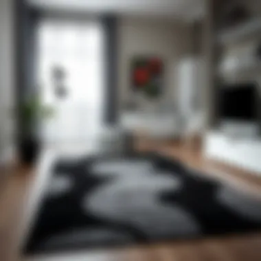 Stylish black and grey area rug complementing modern office space