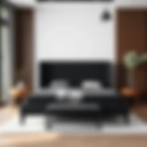 Sophisticated Black Tufted Bed Frame Elegant black tufted bed frame in a modern bedroom setting