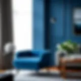 Elegant blue chair in a modern living room setting