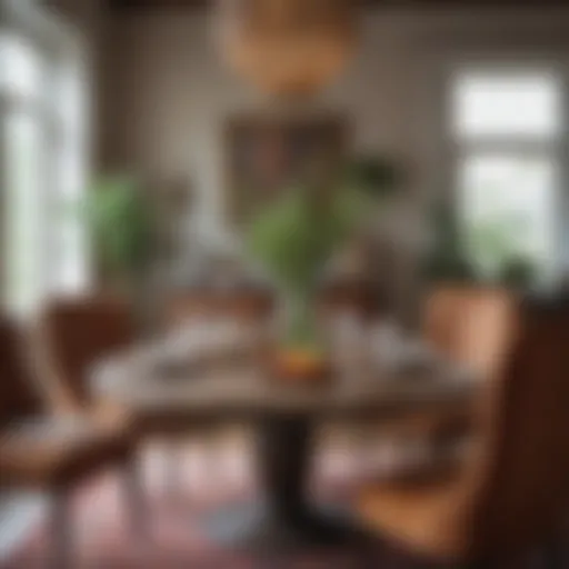 Elegant boho dining table set with eclectic decor