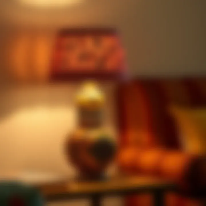 Eclectic Charm: A Unique Boho Table Lamp Eclectic table lamp featuring mixed materials and vibrant patterns