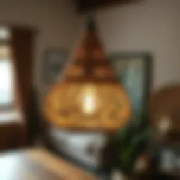 Intricate woven pendant light showcasing bohemian craftsmanship