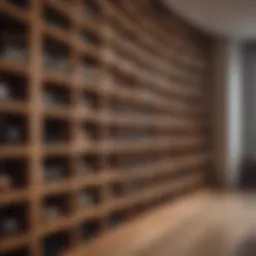 Elegant wooden bottle shelving unit showcasing fine wines