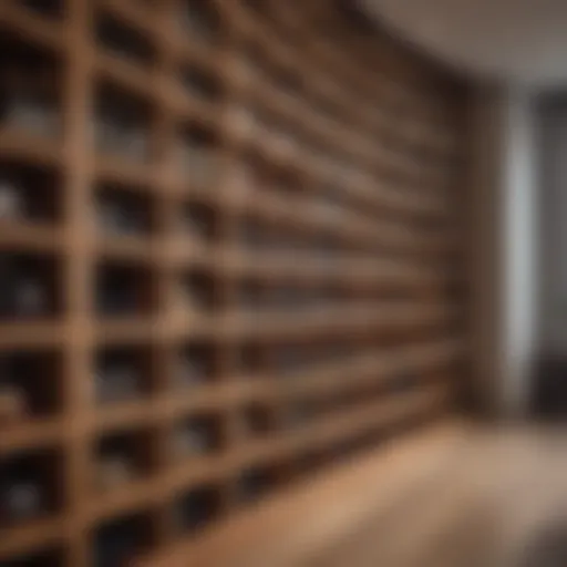 Elegant wooden bottle shelving unit showcasing fine wines