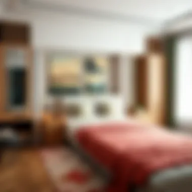 Stylish bureau integrated into a chic bedroom layout