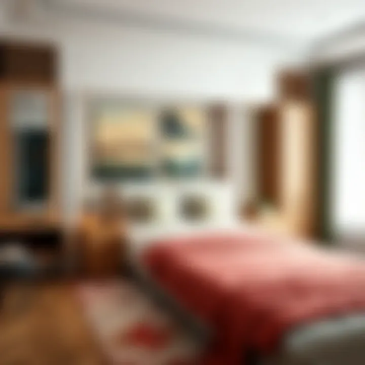 Stylish bureau integrated into a chic bedroom layout