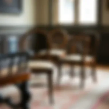 Historical representation of chairs featuring rings on the back, highlighting design evolution over the ages.