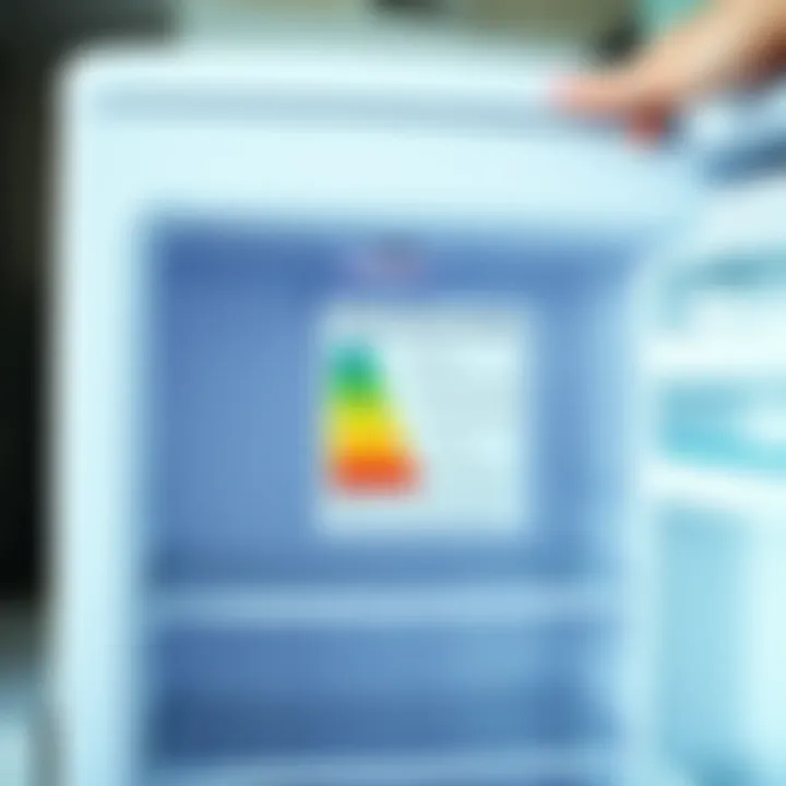 Understanding Energy Efficiency Energy efficiency ratings displayed on a small fridge freezer