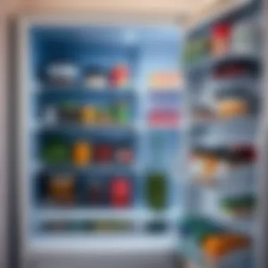 Optimized Storage Solutions Storage capacity of a small fridge freezer with organized shelves