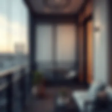 Stylish Balcony Design with Clear Mesh Netting A beautifully designed balcony featuring clear mesh netting as a safety feature.