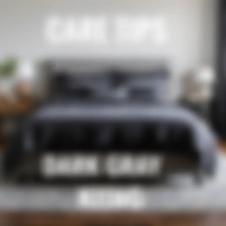 Care Tips for Dark Gray King Bedding Maintenance tips for dark gray king bedding displayed visually
