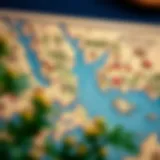 Artistic representation of a decorative lake map showcasing intricate designs