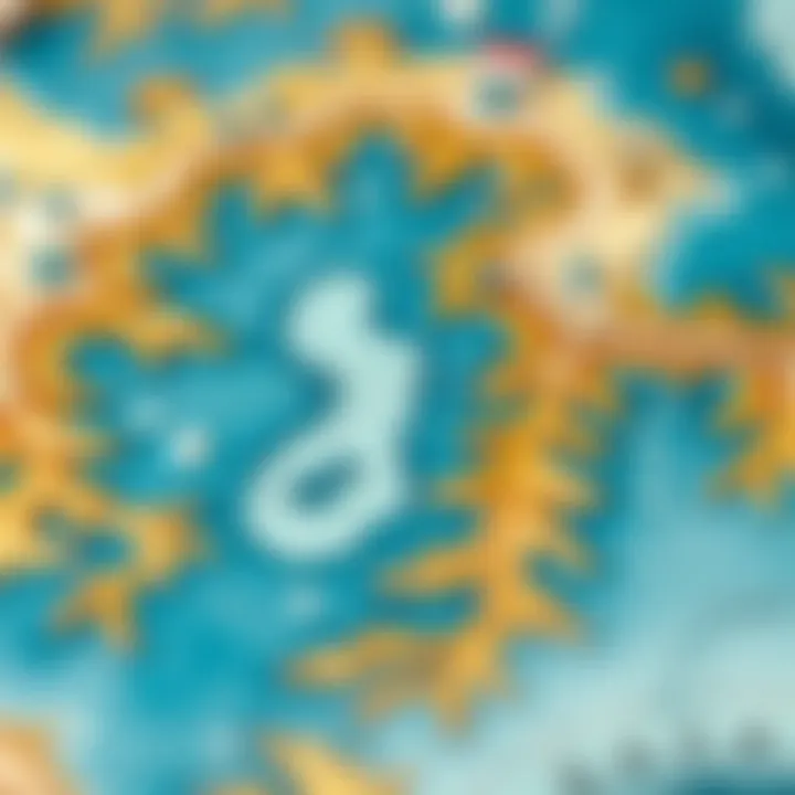 Technical Aspects of Creating Decorative Lake Maps Detailed close-up of the technical aspects involved in creating decorative lake maps