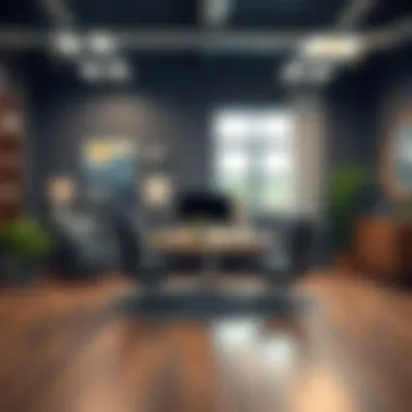 Trendy office space using discounted furniture