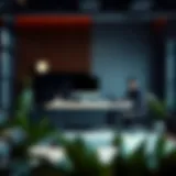 Elegant motorized standing desk in a modern office