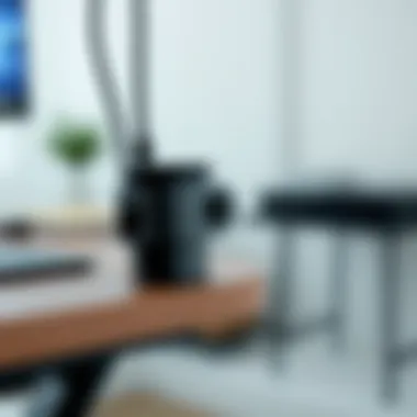 Motorized Mechanism Close-Up Close-up of the motorized mechanism in a standing desk